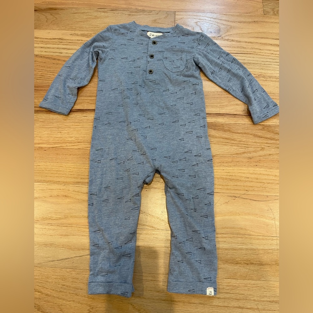 Me and Henry Blue Paper Airplane One Piece Outfit size 12-18m